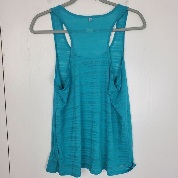 Nike Sheer Striping Tank Top Racerback Blue Workout Running Womens M Dri Fit - Picture 2 of 11